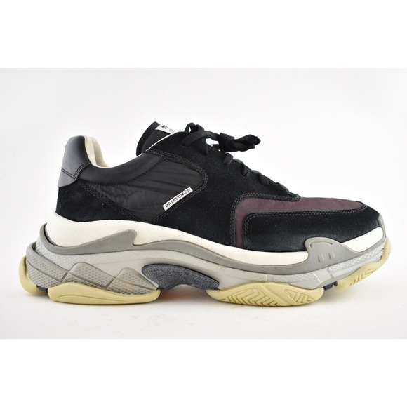 Balenciaga Triple S Mens V2 Black Burgundy Nylon Speed Trainer Sneaker 45 US 12 - Picture 3 of 9